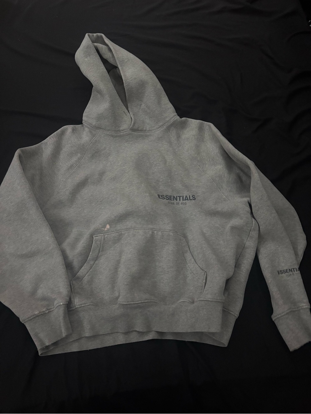 Essentials Men’s Gray Crewneck Hoodie with Subtle Logo